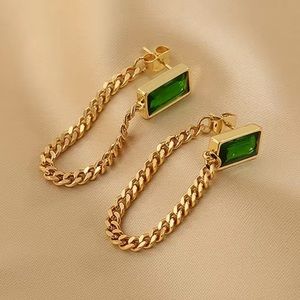 18 K gold plated Square Shape Synthetic Gems chain